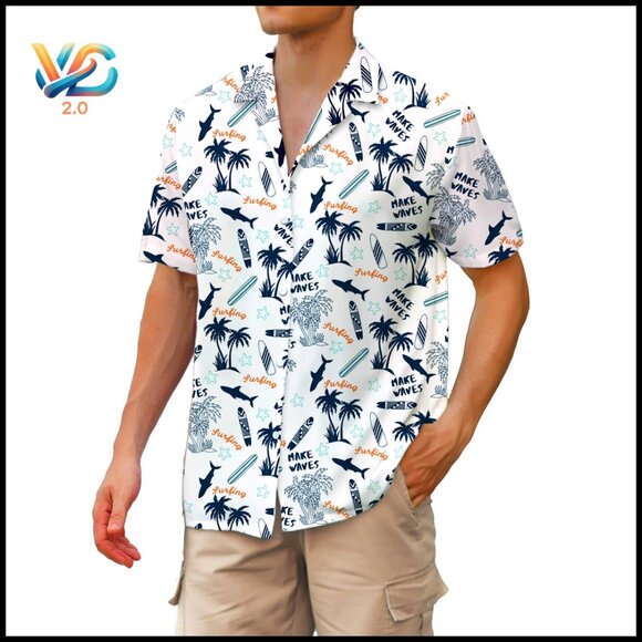 Tropical Floral Button Down Shirt Cuban Collar Short Sleeve Summer Casual